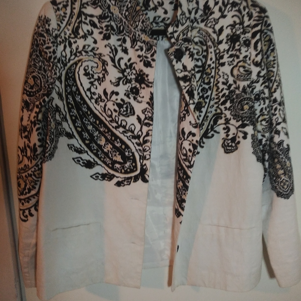 Linen jacket with pattern, size medium - Picture 2 of 3